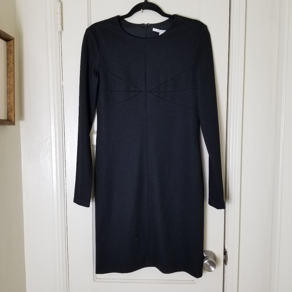 DIANE VON FURSTENBERG black wool long sleeve dress